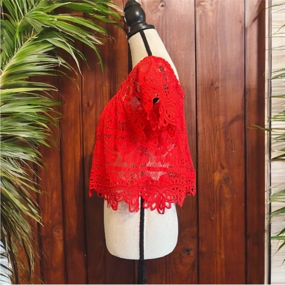 FREE PEOPLE Red Sweet Dreams Lace Crop Top - XS - Picture 3 of 16
